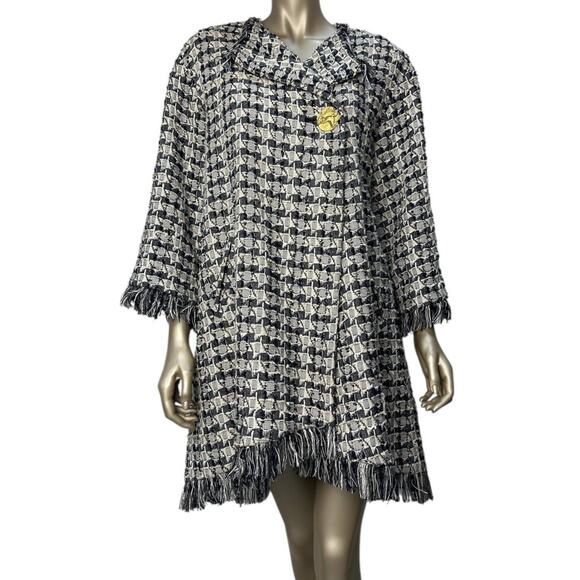 CHANEL 2018 Greece Sequin Tweed Oversized Coat - Size 40 - Picture 1 of 11